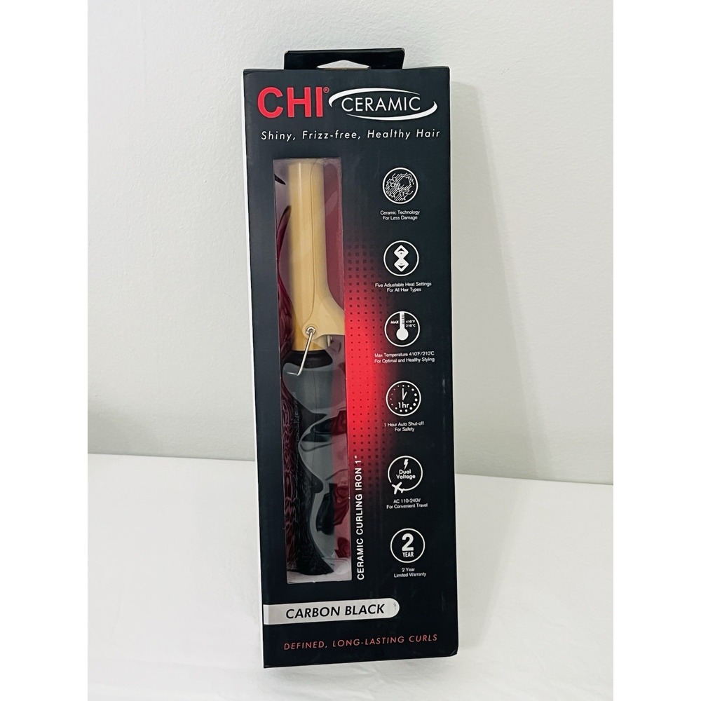 CHI Ceramic Tourmaline 1" Curling‎ Iron Carbon Black Brand New Sealed